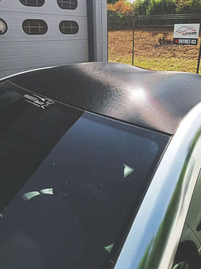 impression marquage adhésif Peugeot covering toit carbone Thourotte